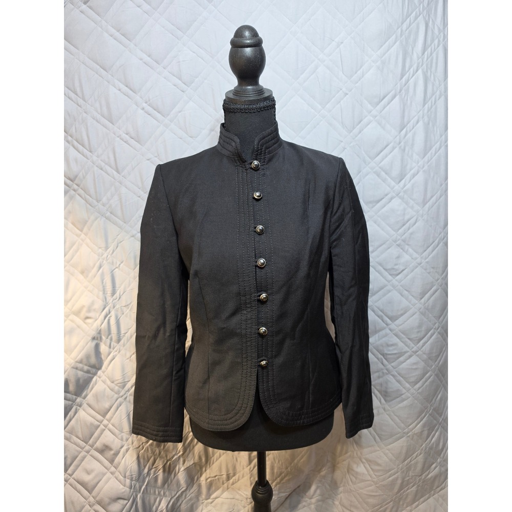 Cojana International Vintage Black Wool Mohair Military Jacket England Women